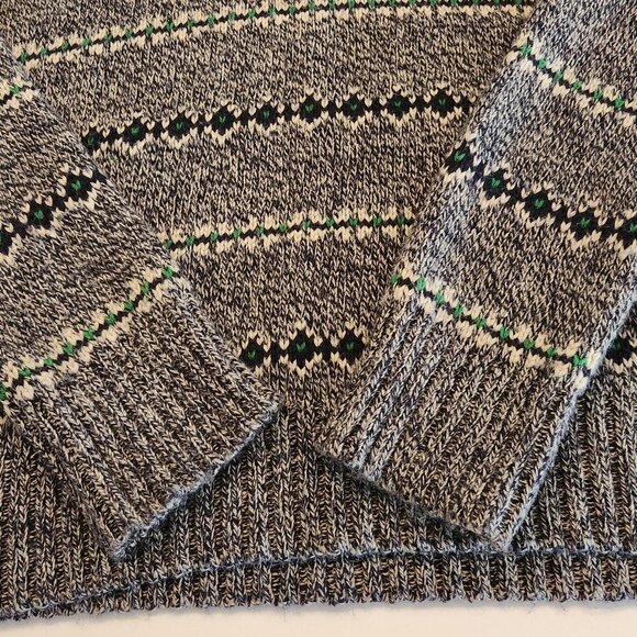 VTG American Eagle Rabbit blend Sz L Fair Isle Sweater Gray Green Men's Henley - Picture 6 of 10